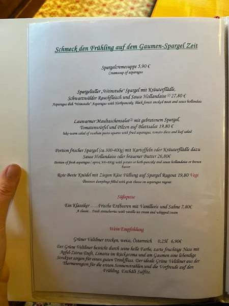 menu 2 of Weinstube Unmüßig