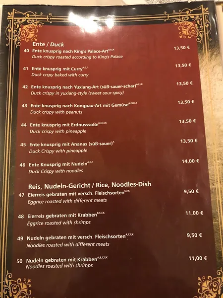 menu 0 of King´s Palace Stuttgart GmbH