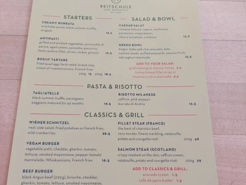 menu 2 of Café Reitschule