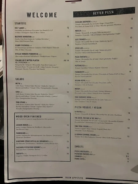 menu 1 of The Italian Shot Maxvorstadt
