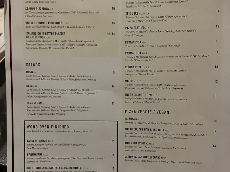 menu 1 of The Italian Shot Maxvorstadt