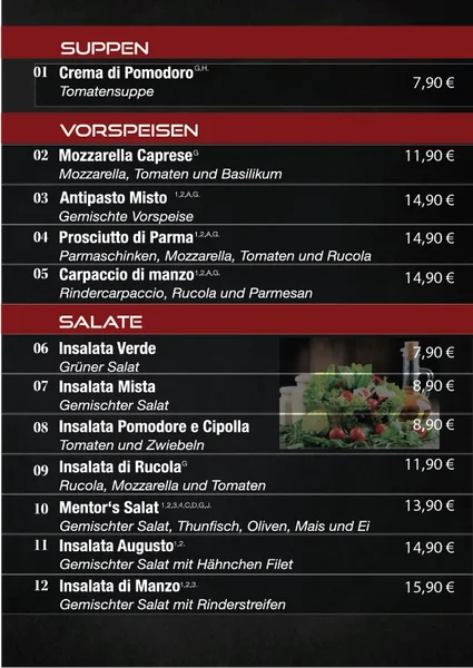 menu 0 of Mentor's Holzofenpizza Restaurant Bar