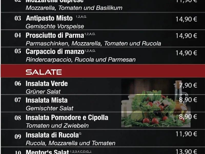 menu 0 of Mentor's Holzofenpizza Restaurant Bar