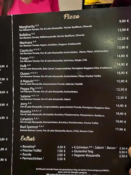 menu 1 of Calvello’s - Neapolitanische Pizzeria & Trattoria
