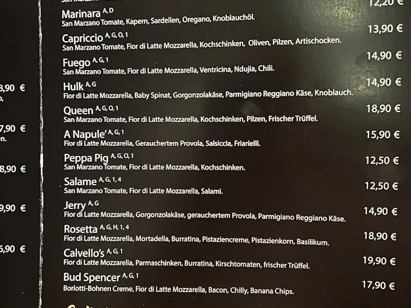 menu 1 of Calvello’s - Neapolitanische Pizzeria & Trattoria