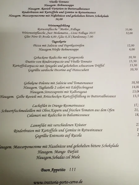 menu 0 of Trattoria Porto Cervo