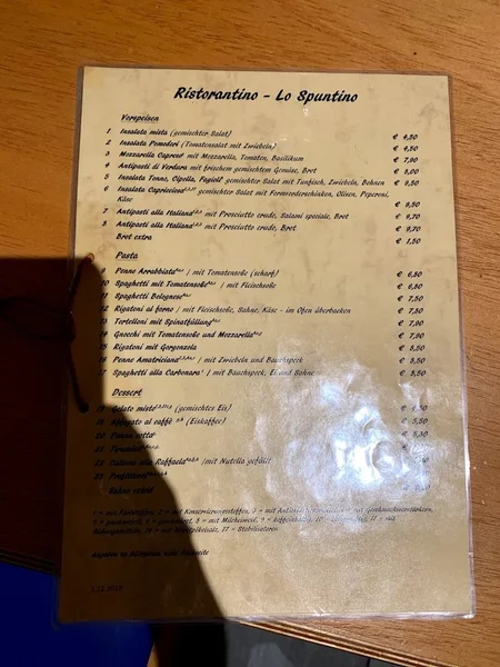 menu 2 of Lo Spuntino