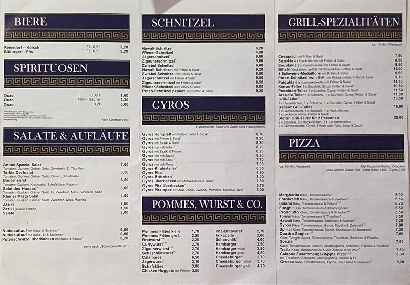 menu 1 of Zum Byzanz