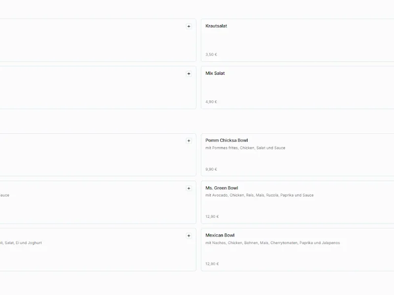 menu 0 of Chicken and Fries