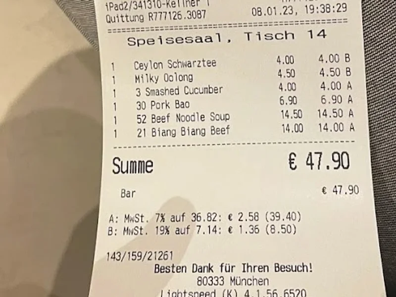 menu 1 of Mamma Bao - Augustenstraße