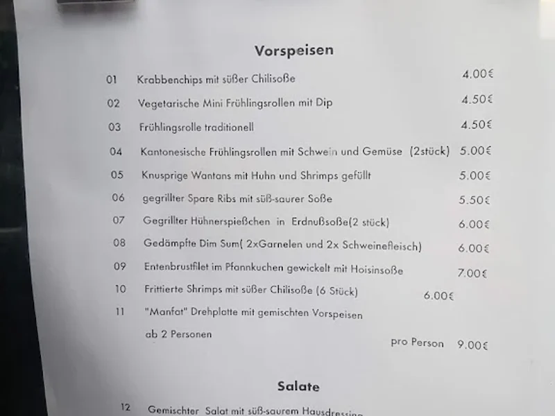 menu 2 of Man Fat Chinesisches Restaurant