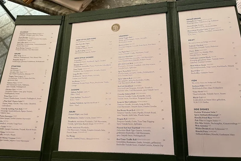 menu 1 of JIN GUI Hamburg