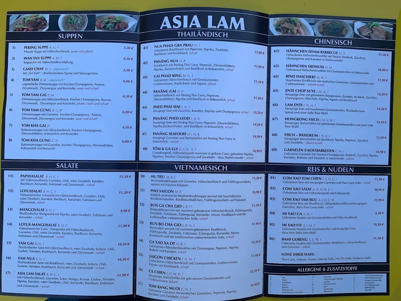 menu 0 of Asia Lam Restaurant