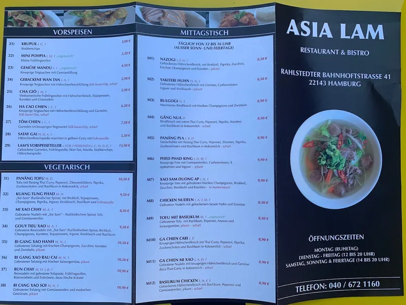 menu 1 of Asia Lam Restaurant