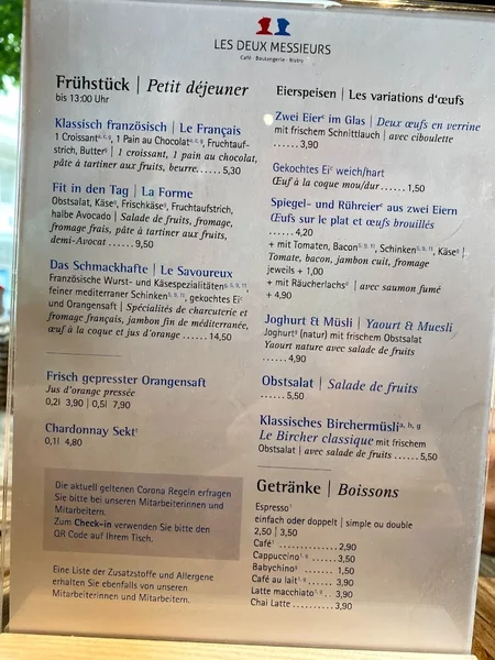 menu 1 of Les Deux Messieurs München