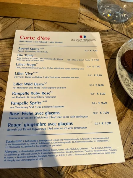 menu 2 of Les Deux Messieurs München