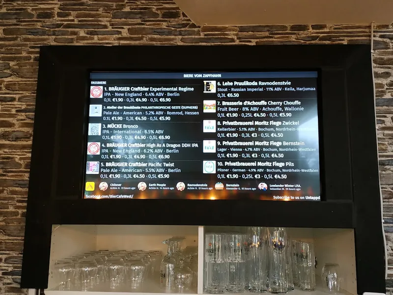 menu 2 of BierCafé West