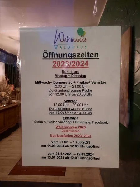 menu 1 of Weitmanns Waldhaus GmbH