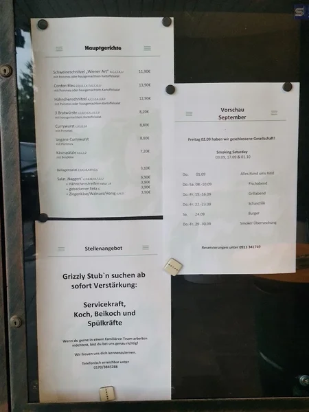 menu 1 of Grizzly Stub'n