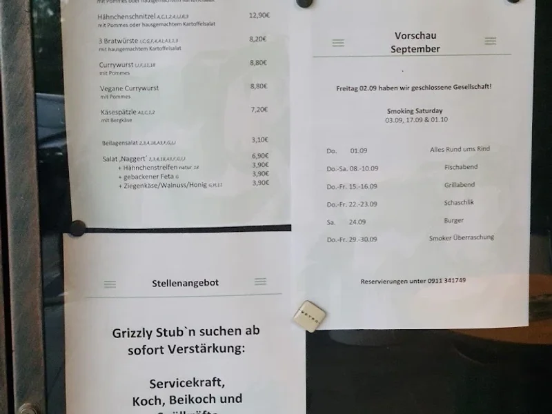 menu 1 of Grizzly Stub'n