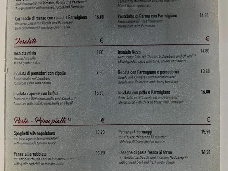 menu 1 of Trattoria Pizzeria La Valle estab. 1998