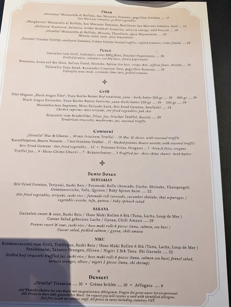 menu 2 of Ornella | Italian Restaurant & Bar