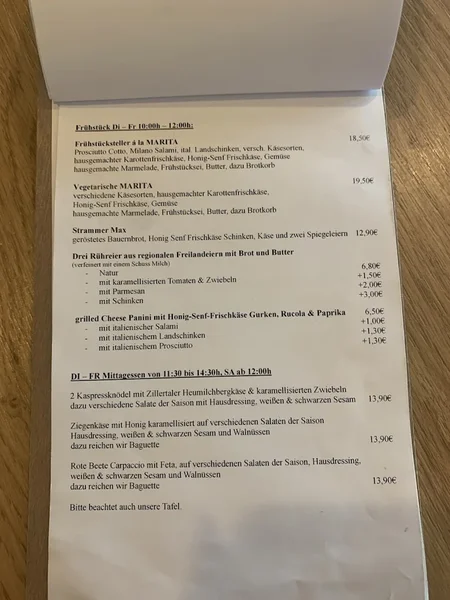 menu 0 of MARITA Café