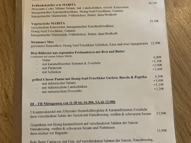 menu 0 of MARITA Café