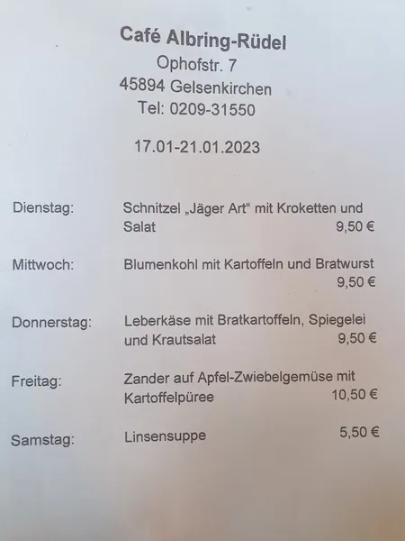 menu 0 of Cafe Albring-Rüdel GmbH