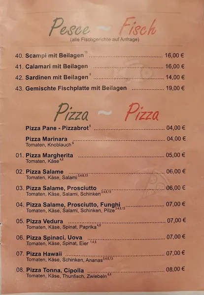 menu 1 of Pizzeria 7 Bello