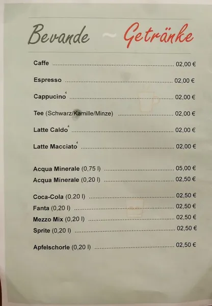 menu 2 of Pizzeria 7 Bello