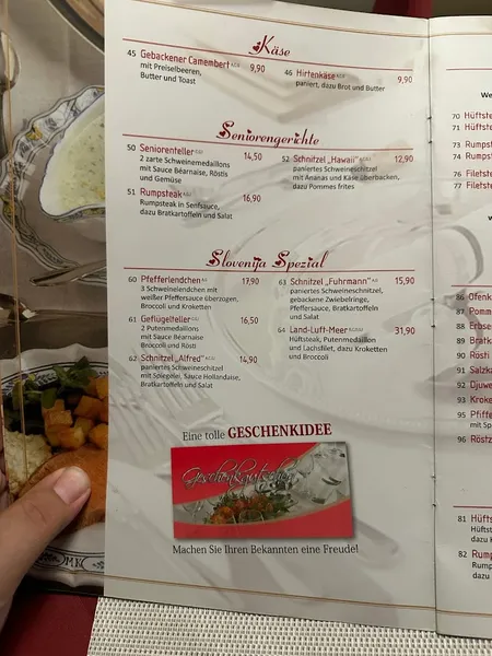 menu 0 of Restaurant Slovenija