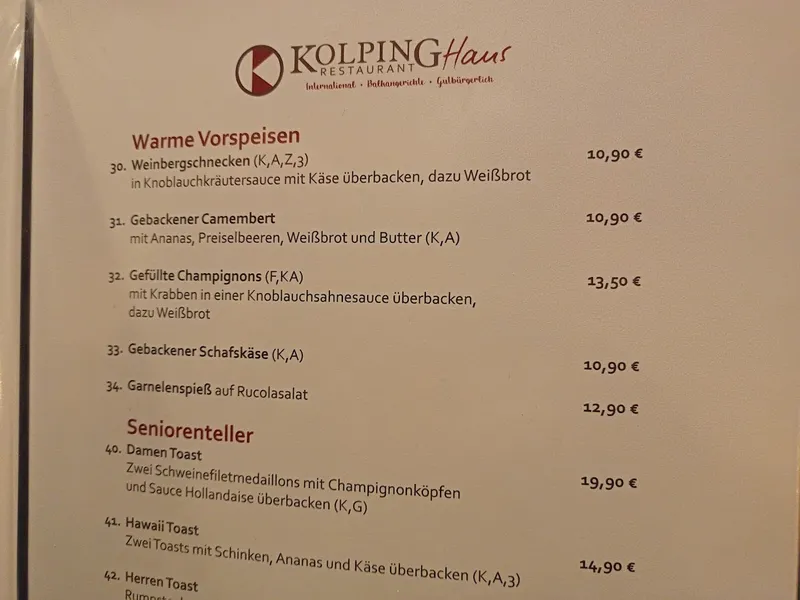 menu 0 of Zunftstube und Restaurant Kolpinghaus Altenessen