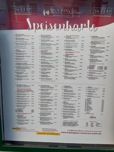 menu 1 of Zunftstube und Restaurant Kolpinghaus Altenessen