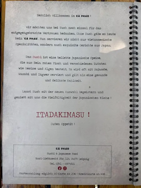 menu 2 of CÀ PHÁO- Sushi & Vietnamese Food