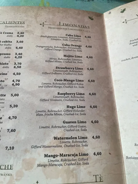 menu 2 of La Cosita Restaurant & Bar