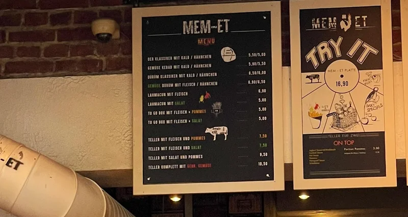 menu 1 of MEM-ET