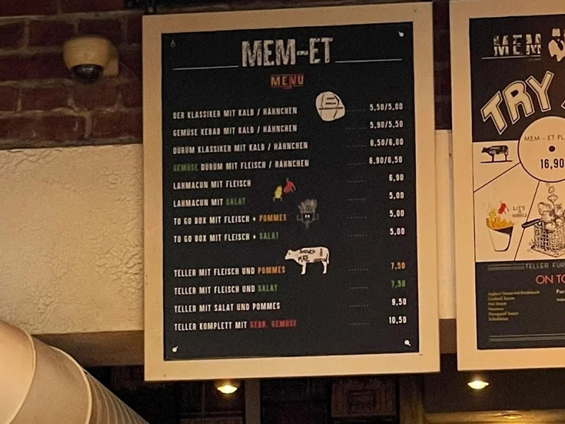 menu 1 of MEM-ET