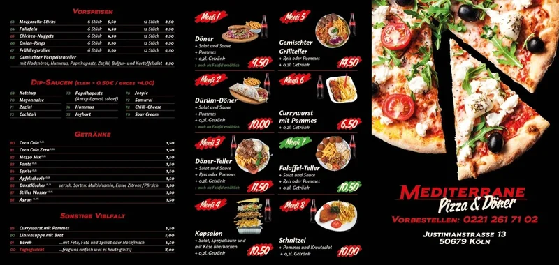 menu 2 of Pizza & Döner Mediterrane