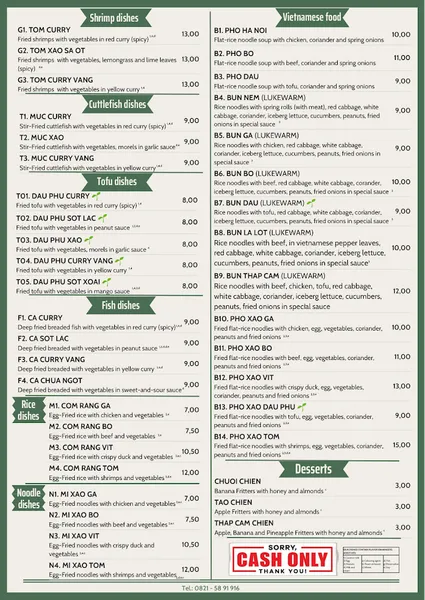 menu 0 of Restaurant Com Viet