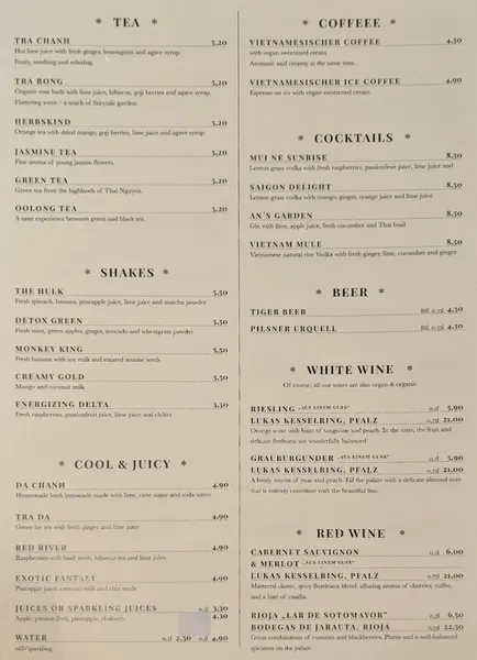 menu 0 of An Vegan House