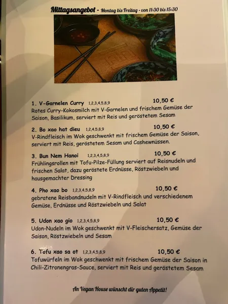 menu 2 of An Vegan House