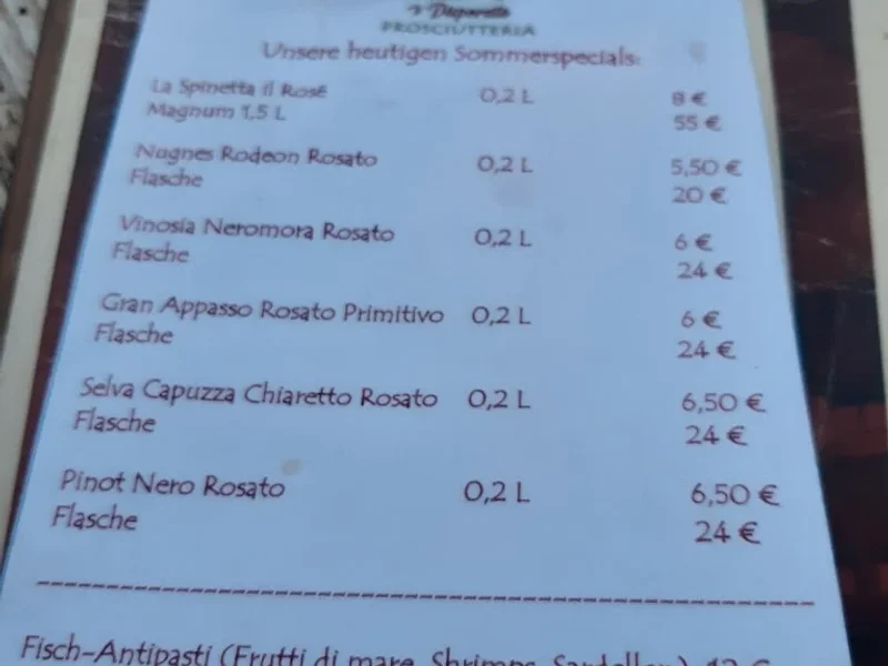 menu 2 of Il Disperato Prosciutteria Weinbar