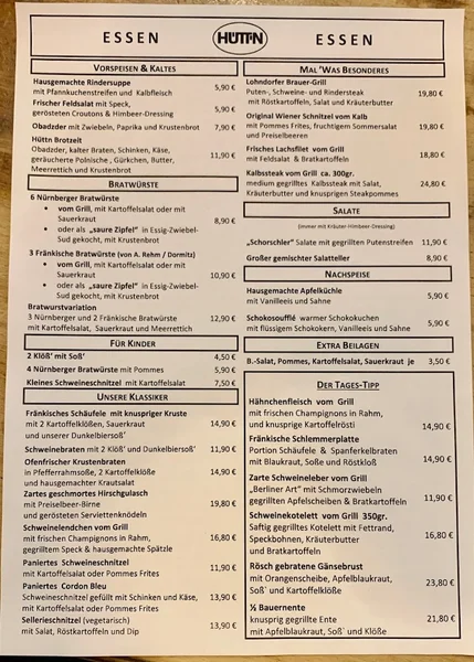 menu 0 of Wirtshaus Hütt'n