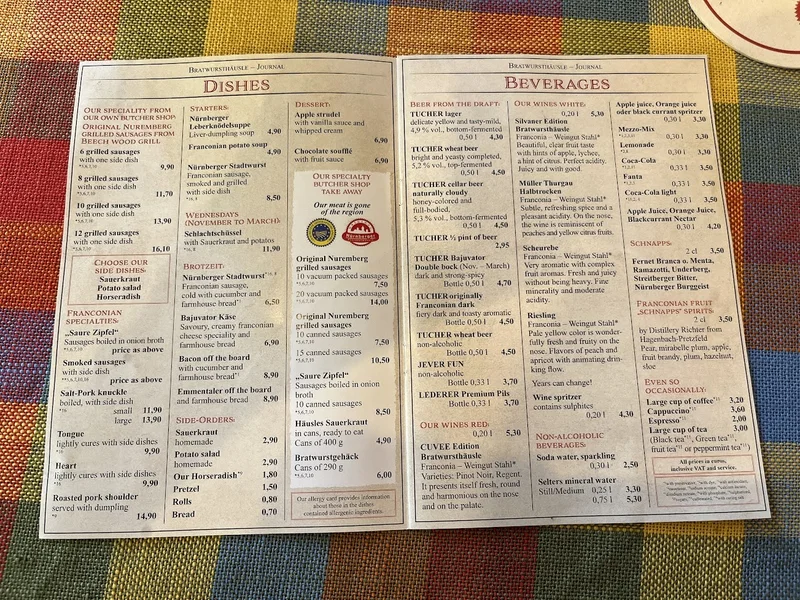 menu 1 of Bratwursthäusle bei St. Sebald