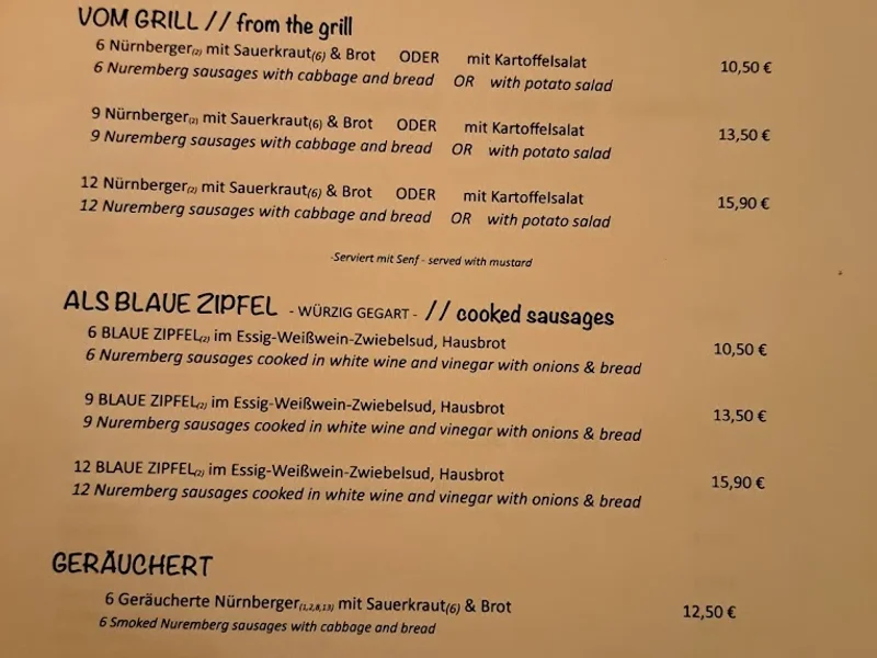 menu 1 of Restaurant Burgwächter