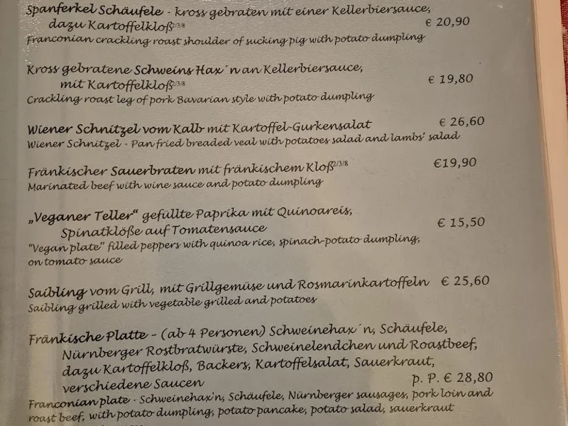 menu 1 of Alte Küch'n & Im Keller