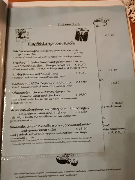 menu 2 of Alte Küch'n & Im Keller