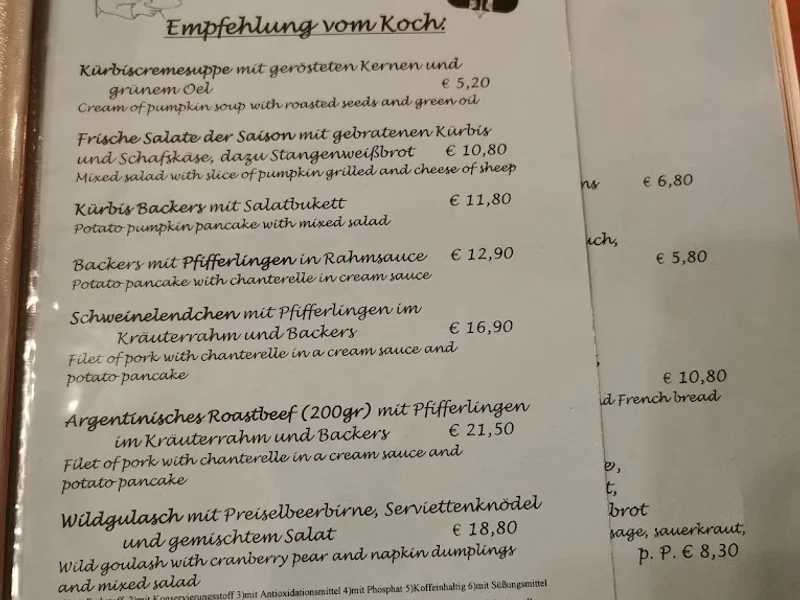 menu 2 of Alte Küch'n & Im Keller
