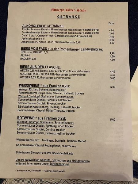 menu 2 of Albrecht-Dürer-Stube